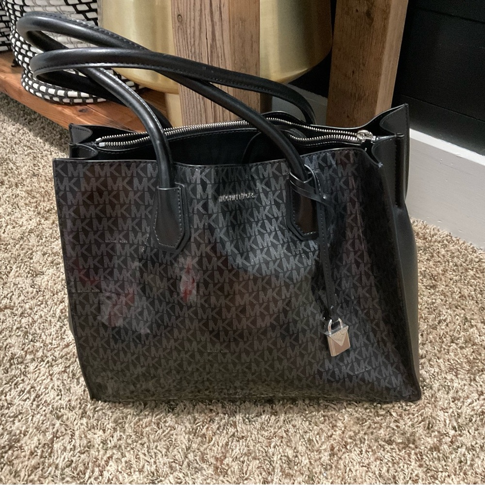 Michael Kors Black and Gray Monogram Tote